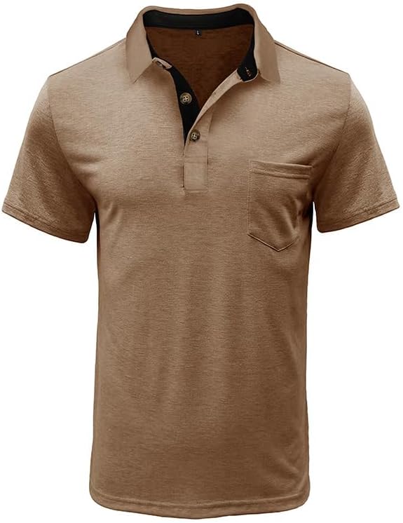 Men's Casual Polo Shirts Classic Button Basic Short Sleeve Shirt Solid Color Cotton Tees Golf Stylish Tops IronWave Fitness
