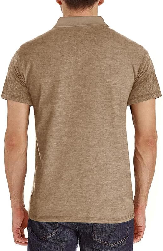 Men's Casual Polo Shirts Classic Button Basic Short Sleeve Shirt Solid Color Cotton Tees Golf Stylish Tops IronWave Fitness