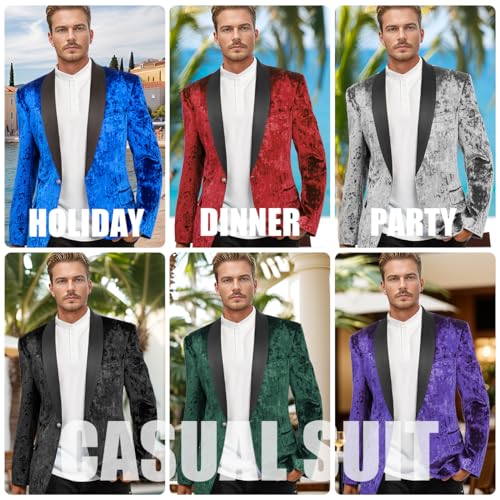 WYWK Men's Velvet One Button Blazer WYWK
