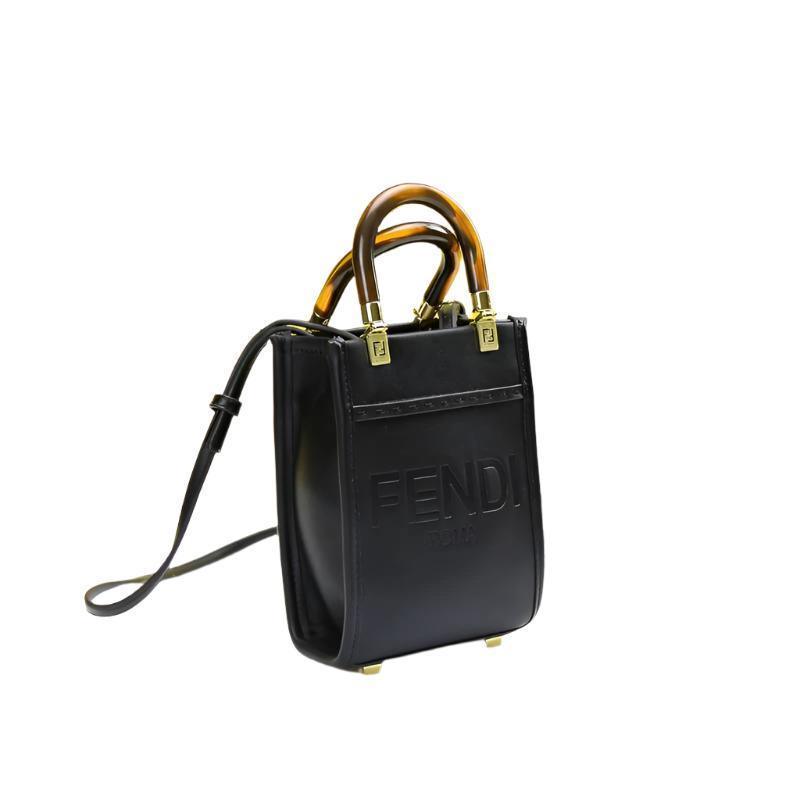 Fendi  Vitello King Plexiglass Logo Embossed Mini Fendi Sunshine Shopper Tote