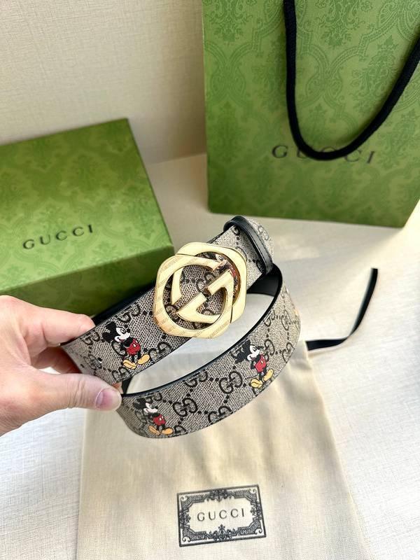 GUCCI x Mickey Mouse Embellished coated-canvas and leather belt 'Grey' Banlieue91