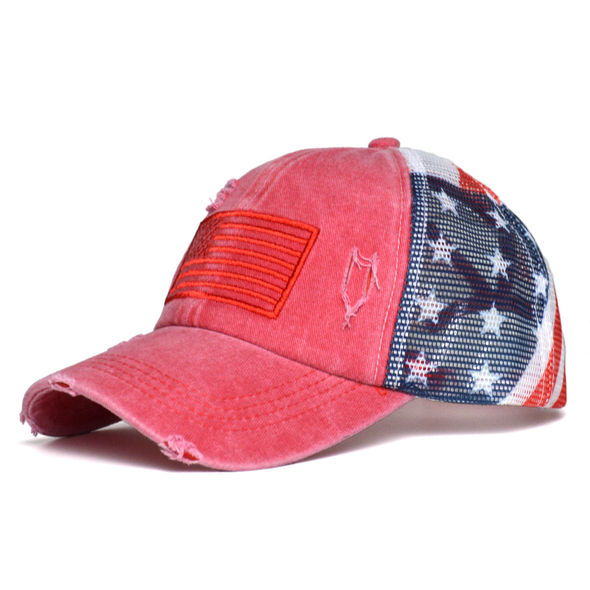 Women's Ripped Embroidered Baseball Cap – Breathable Dome Top Polyester Hat FitiqueFit