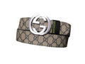 GUCCI Embellished coated-canvas and leather belt 'Beige' Banlieue91