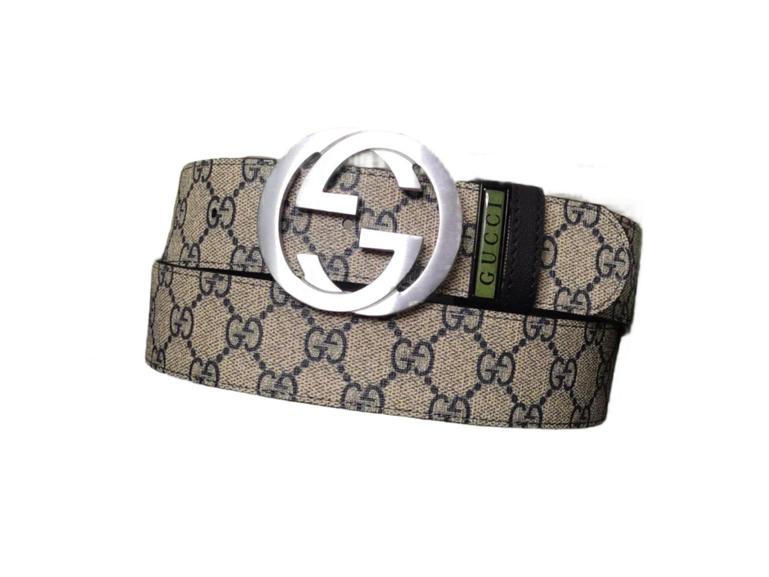 GUCCI Embellished coated-canvas and leather belt 'Beige' Banlieue91