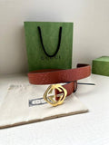 GUCCI Embellished coated-canvas and leather belt 'Red' Banlieue91