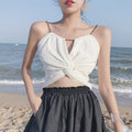 Small waistcoat women''s new summer 2021 Korean version of women''s wear with twisted chain personality suspender
