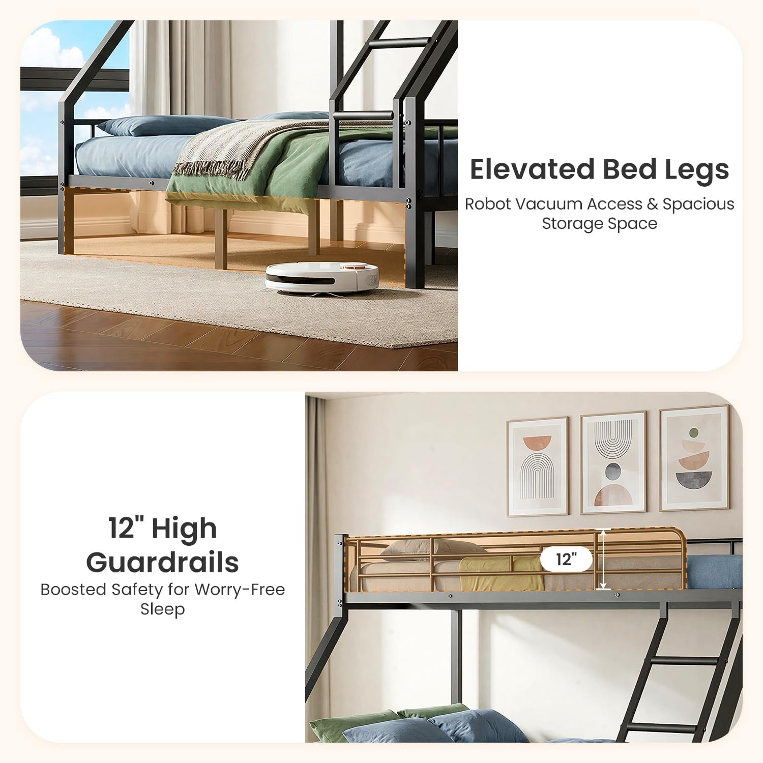 Twin XL Over Queen IndustrialGrade Bunk BedStructure