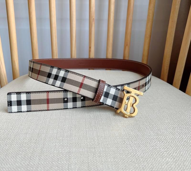 Burberry TB Belt E-Canvas & Leather Vintage Check Monogram Buckle - Timeless Luxury Banlieue91