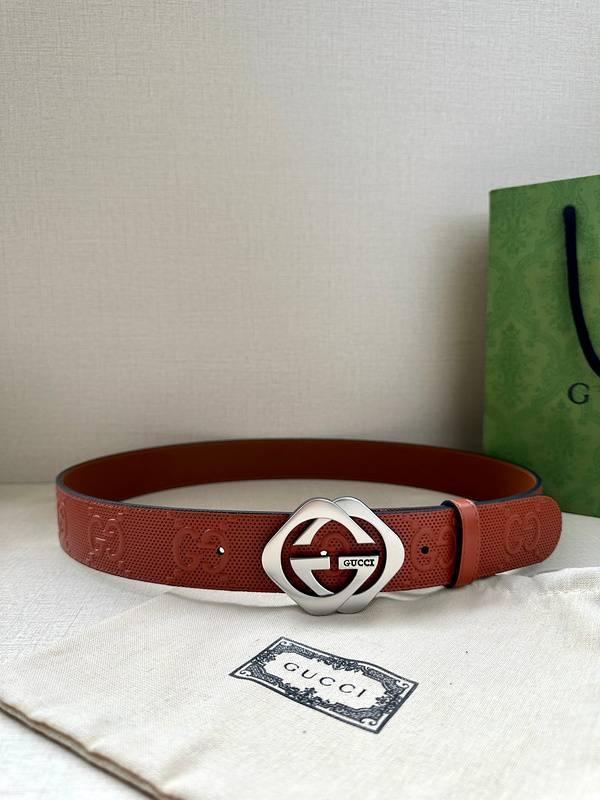 GUCCI Embellished coated-canvas and leather belt 'Red' Banlieue91