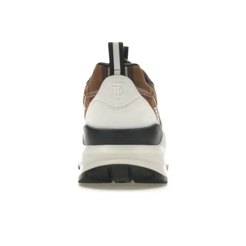 Burberry Vintage Check Cotton And Leather Sneakers Dark Birch Brown White Banlieue91