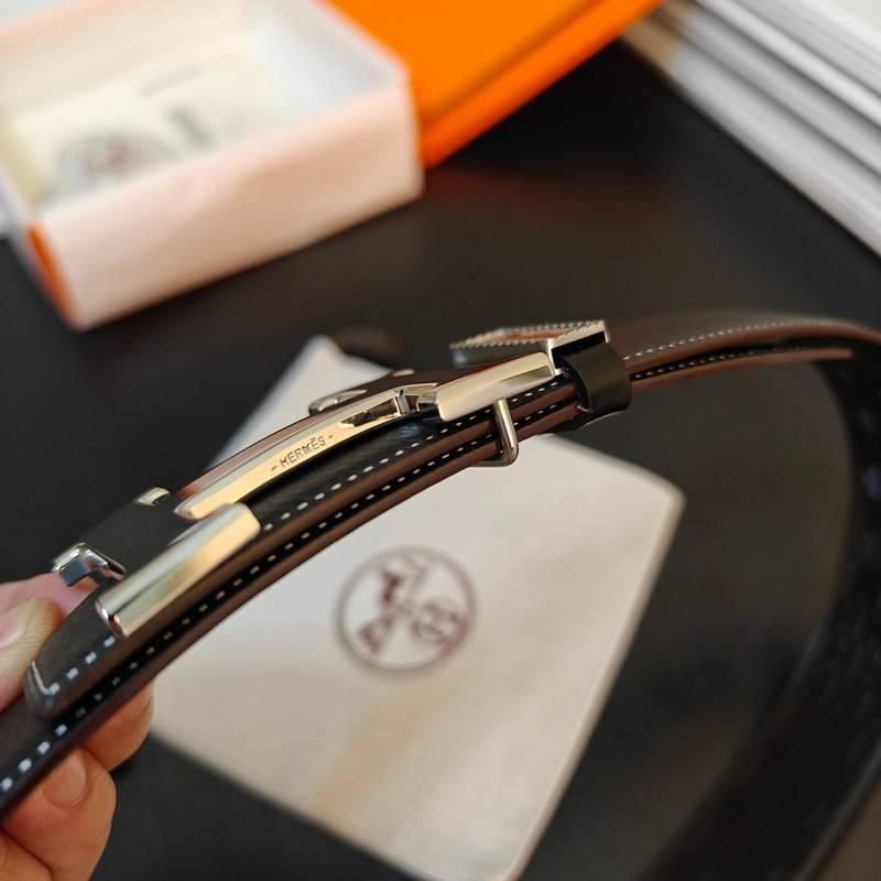 Hermes Men Silver Buckle Belt 'Black' Banlieue91