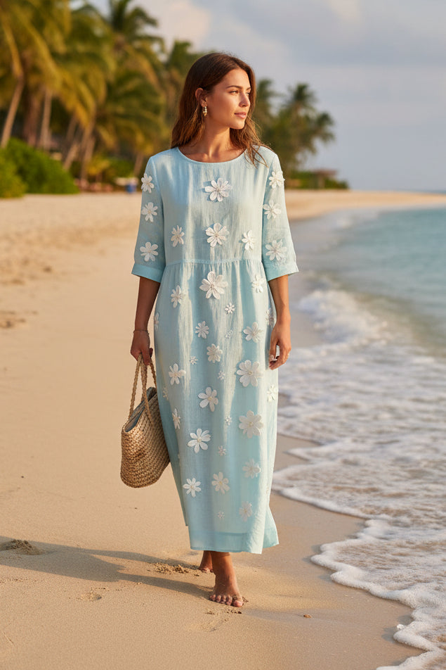 Women's Plus-Size Patchwork Maxi Dress – Relaxed Fit Casual Skirt FitiqueFit