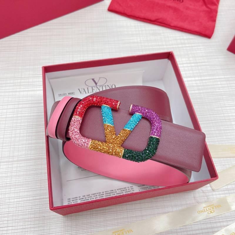VALENTINO GARAVANI V logo Rainbow Reversible Leather Belt 'Pink/Brown' Banlieue91
