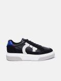 Ferragamo Men Cassina' Black Leather Blend Sneakers