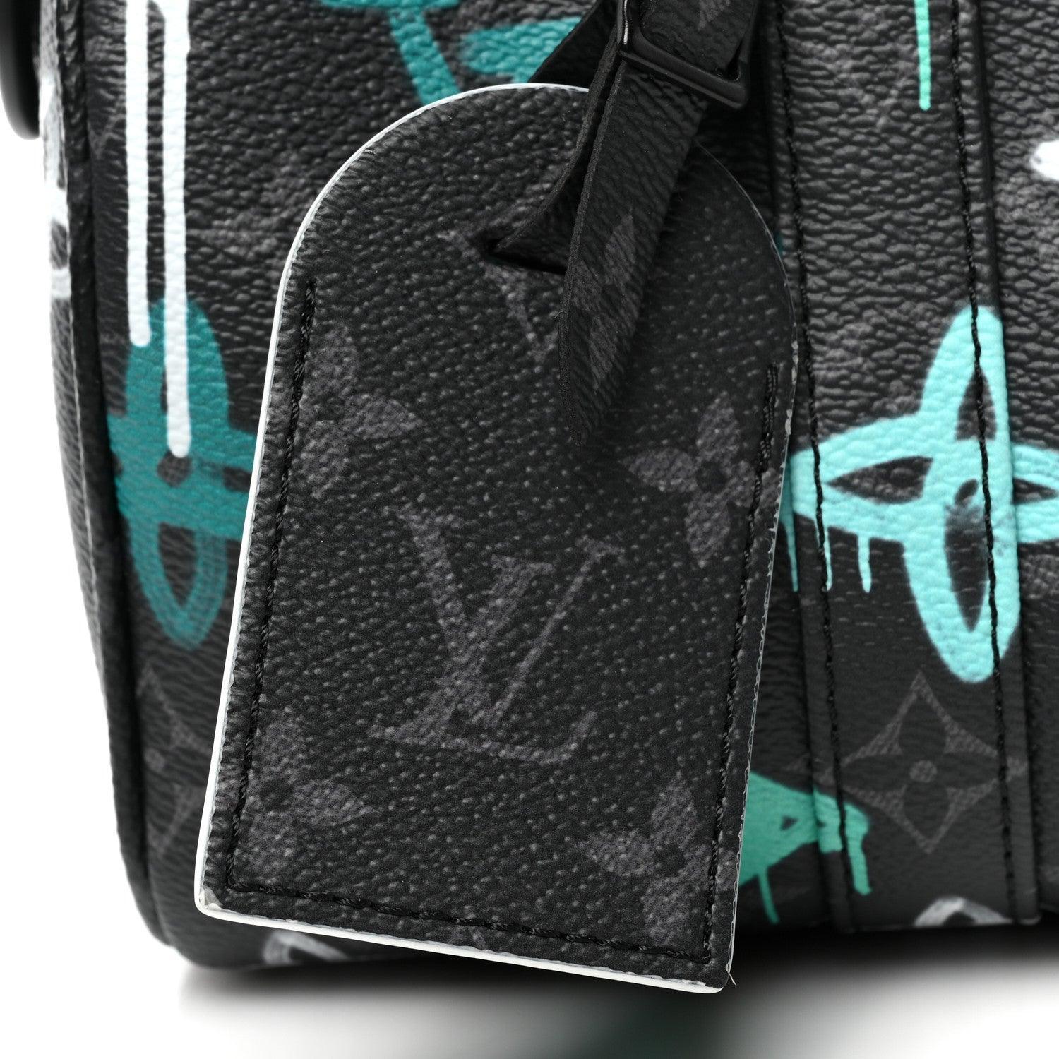 Louis Vuitton Monogram Eclipse LV Graffiti Keepall Bandouliere 25 'Green Light' Banlieue91