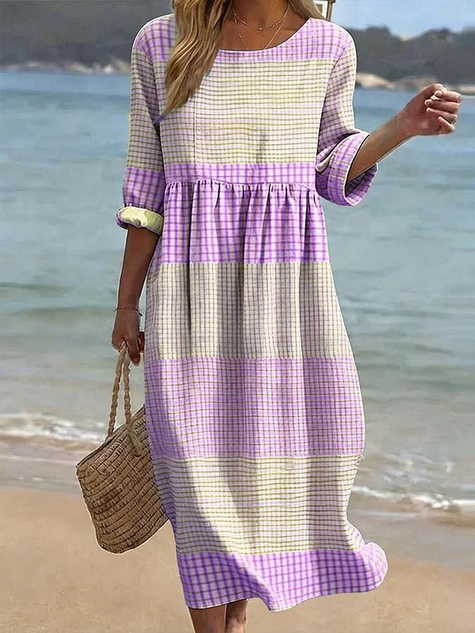 Women's Plus-Size Patchwork Maxi Dress – Relaxed Fit Casual Skirt FitiqueFit