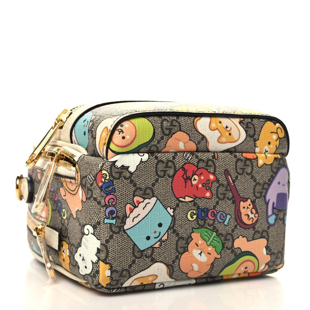 Gucci X PIKARAR GG Supreme Monogram Textured Dollar Calfskin Animal Print Retro Interlocking G Multi-Function Bag Beige Ebony Multicolor Mystic White Banlieue91