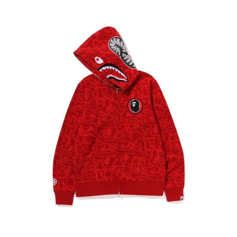 BAPE Line Camo Shark Full Zip Hoodie A Bathing Ape 'Red' Banlieue91
