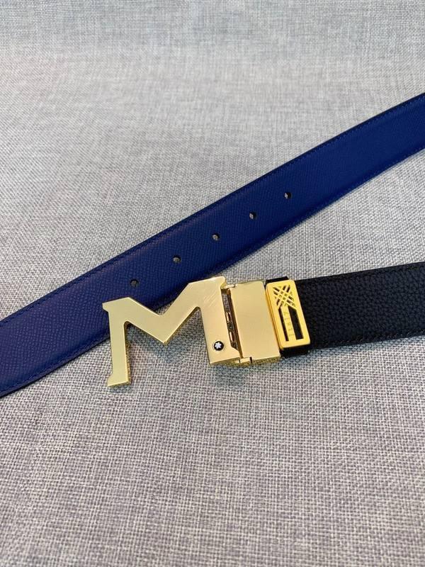 Montblanc M Buckle Reversible Leather Belt 'Black/Blue' Banlieue91