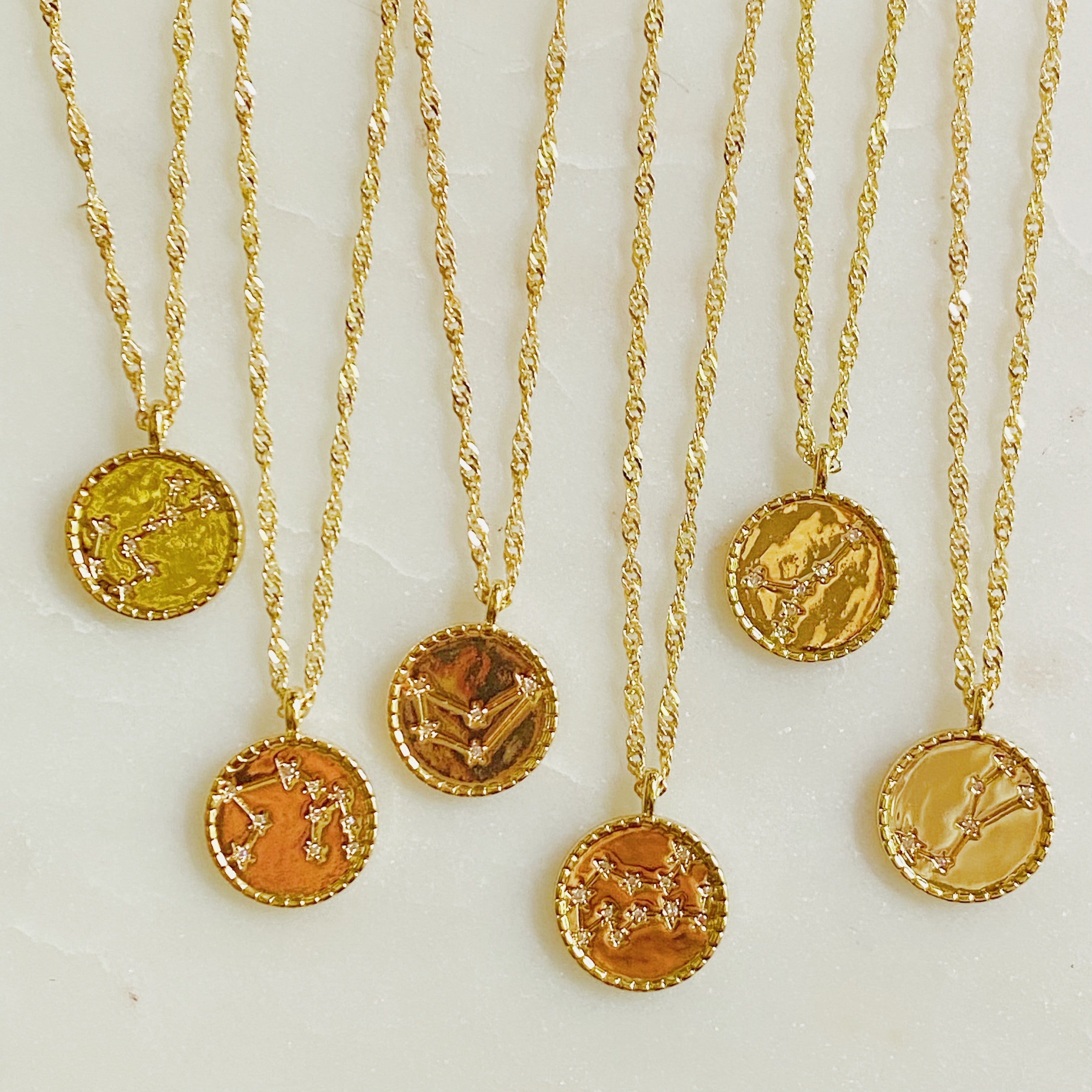 Astronomical Glam Zodiac Constellation Medallion Necklace