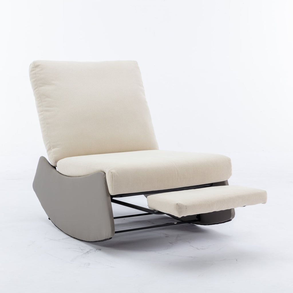Modern rocking chair recliner, comfortable cushioned recliner with footstool, gray V.I.P Digital Presence