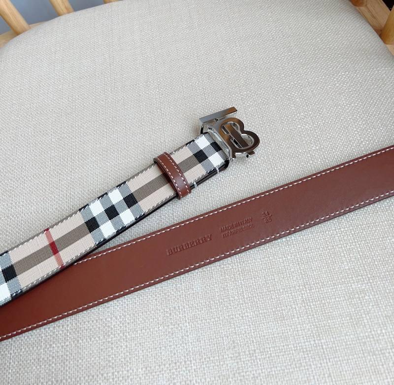 Burberry TB Belt E-Canvas & Leather Vintage Check Monogram Buckle - Timeless Luxury Banlieue91