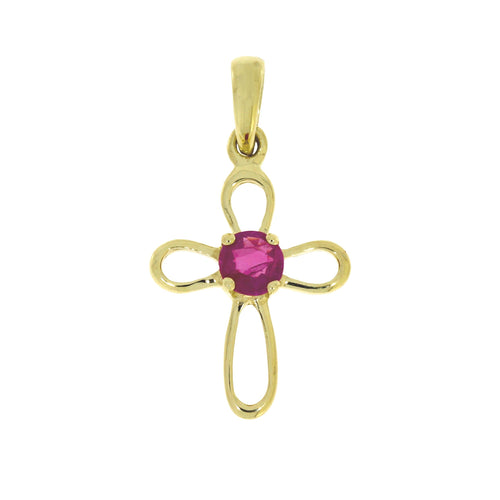 .18ct Ruby Cross Religious Pendant 10KT Yellow Gold Bids.com
