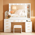 White Makeup Vanity Desk With Mirror Storage Drawers