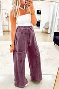 Wild Ginger  Mineral Wash Knot High Waist Raw Hem Pants Shewin