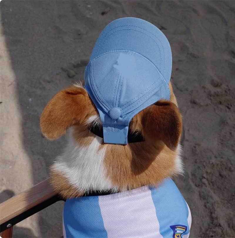 Pet Dog Outdoor Photography Leisure Sunshade Hat with Ear Holes Adjustable Corgi Baseball Cap V.I.P Digital Presence