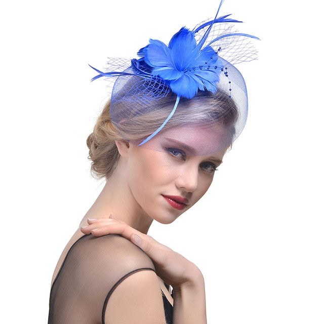 WELROG Feather Cap Lady Cocktail Dinner Party Fedoras Wedding Bridal Mesh Veil Hats Vintage Sombreros Chapeau Fascinators Hat V.I.P Digital Presence