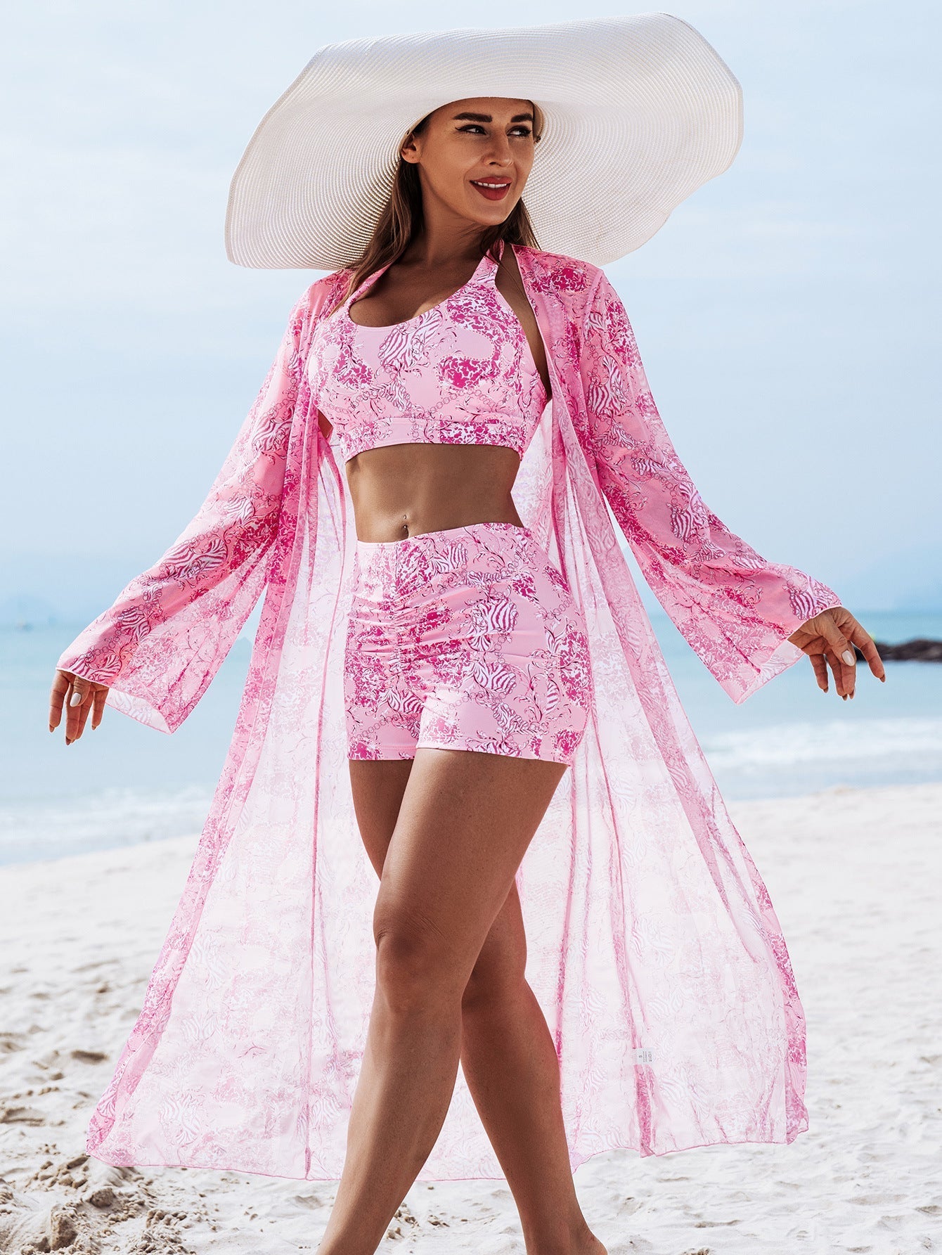 Multi-Color Print Bikini Three-Piece Set – Padded Swimwear for Women FitiqueFit