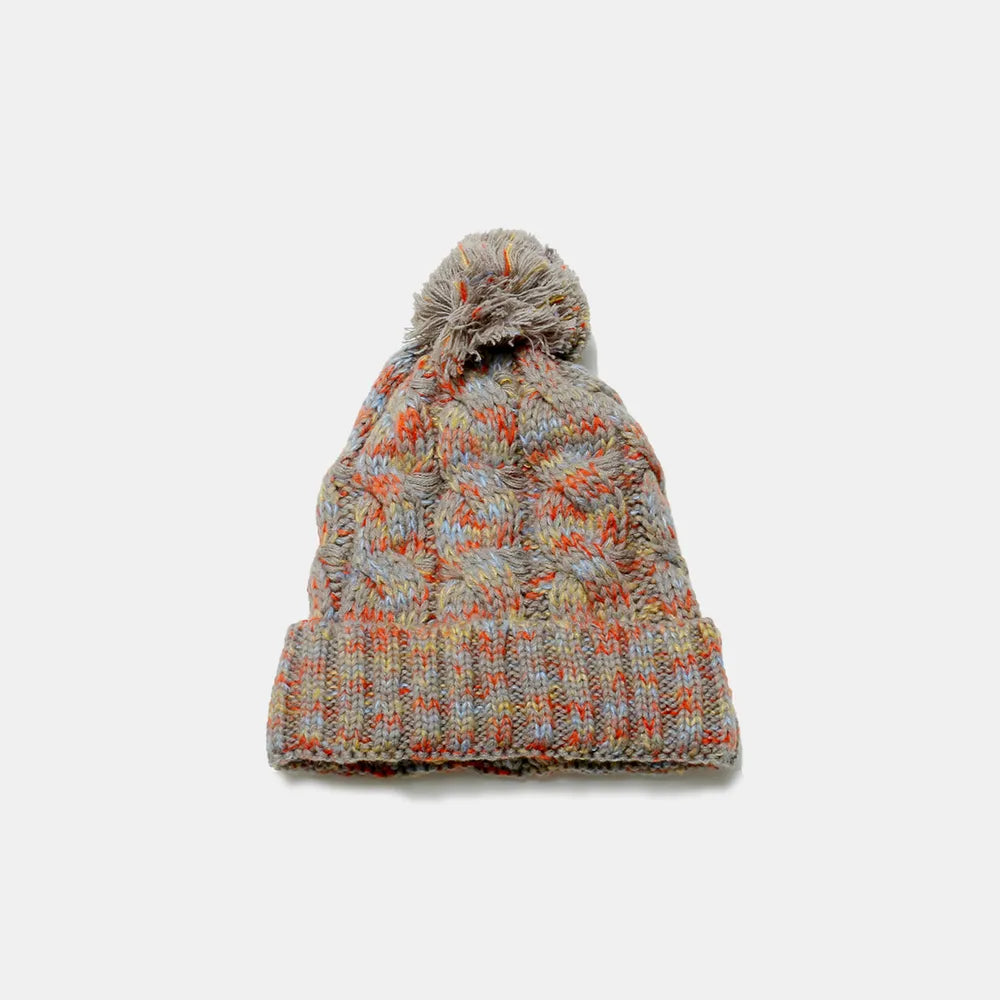 Contrast Cable-Knit Hat with Pompom V.I.P Digital Presence