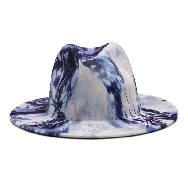 Beautiful Two Tone Luxury Fedora Hat Men's and Women's Hat Unique Retro Design Men's Fedoras Hat Colorful Fedoras Jazz Cap Elegant Soft Hat Wide Brim Party Hats 56-58CM Stevvex