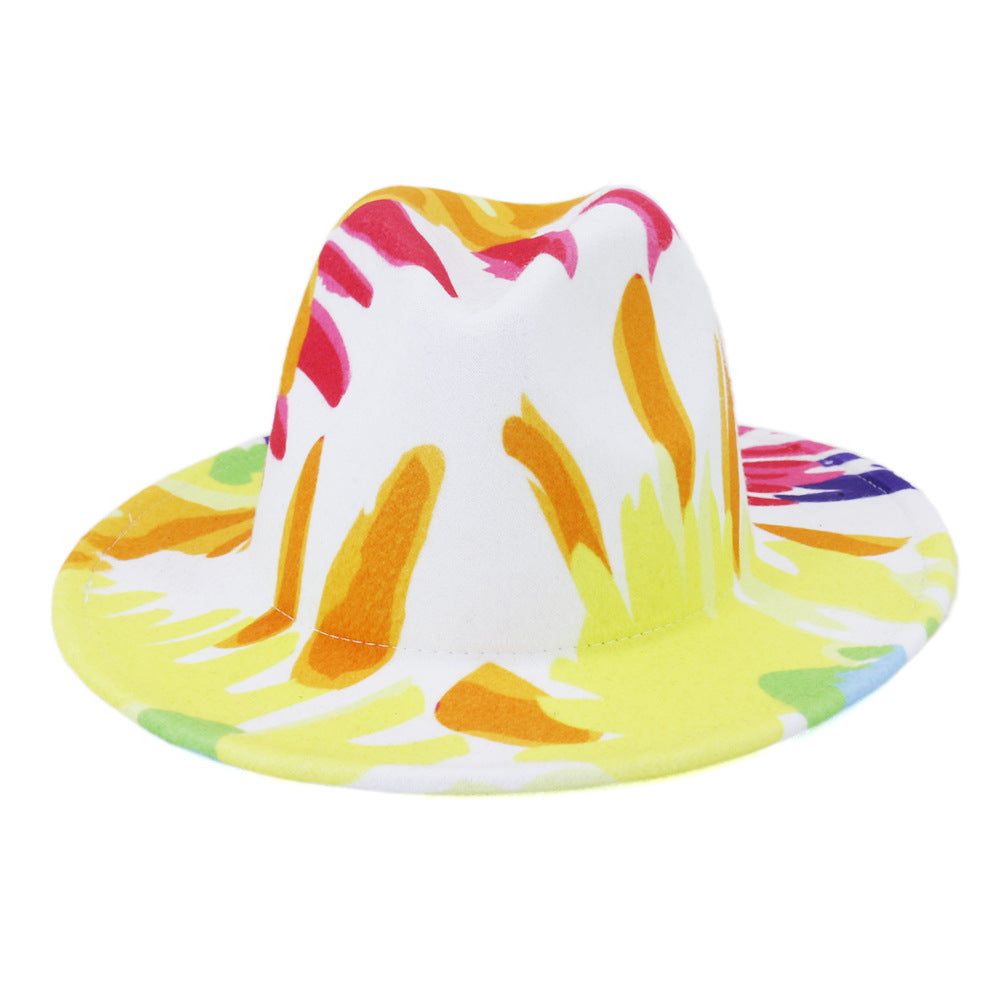 Beautiful Two Tone Luxury Fedora Hat Men's and Women's Hat Unique Retro Design Men's Fedoras Hat Colorful Fedoras Jazz Cap Elegant Soft Hat Wide Brim Party Hats 56-58CM Stevvex