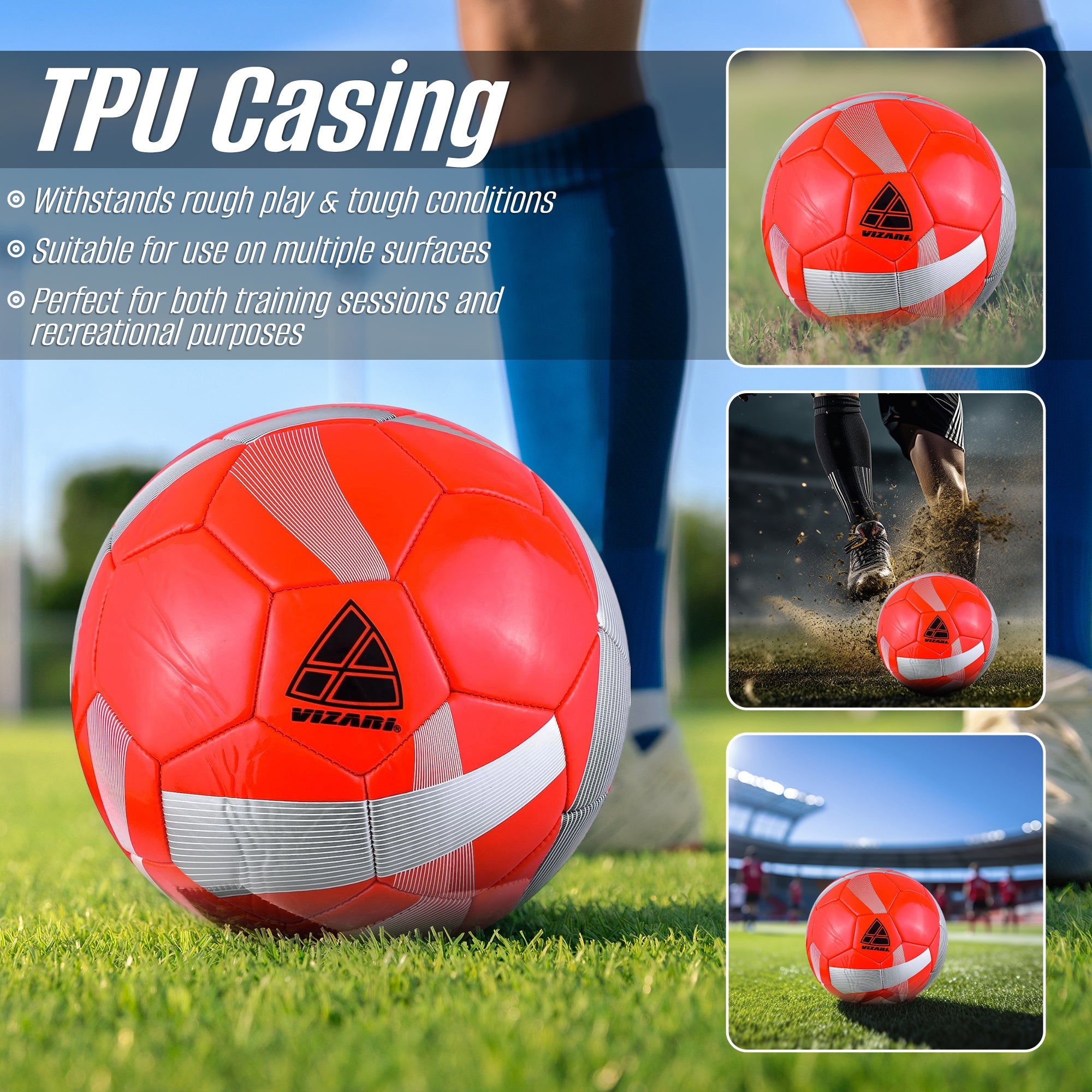 Hydra Soccer Ball-Red Vizari Sports