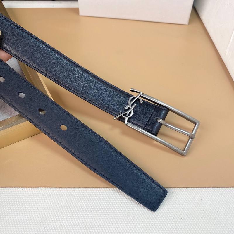 Saint Laurent Classic Monogram Square Buckle Belt Embossed Leather Banlieue91