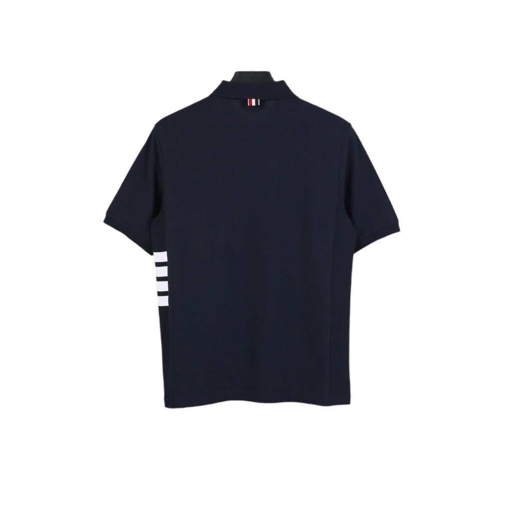 Thom Browne Navy Blue T-Shirt with Collar Banlieue91