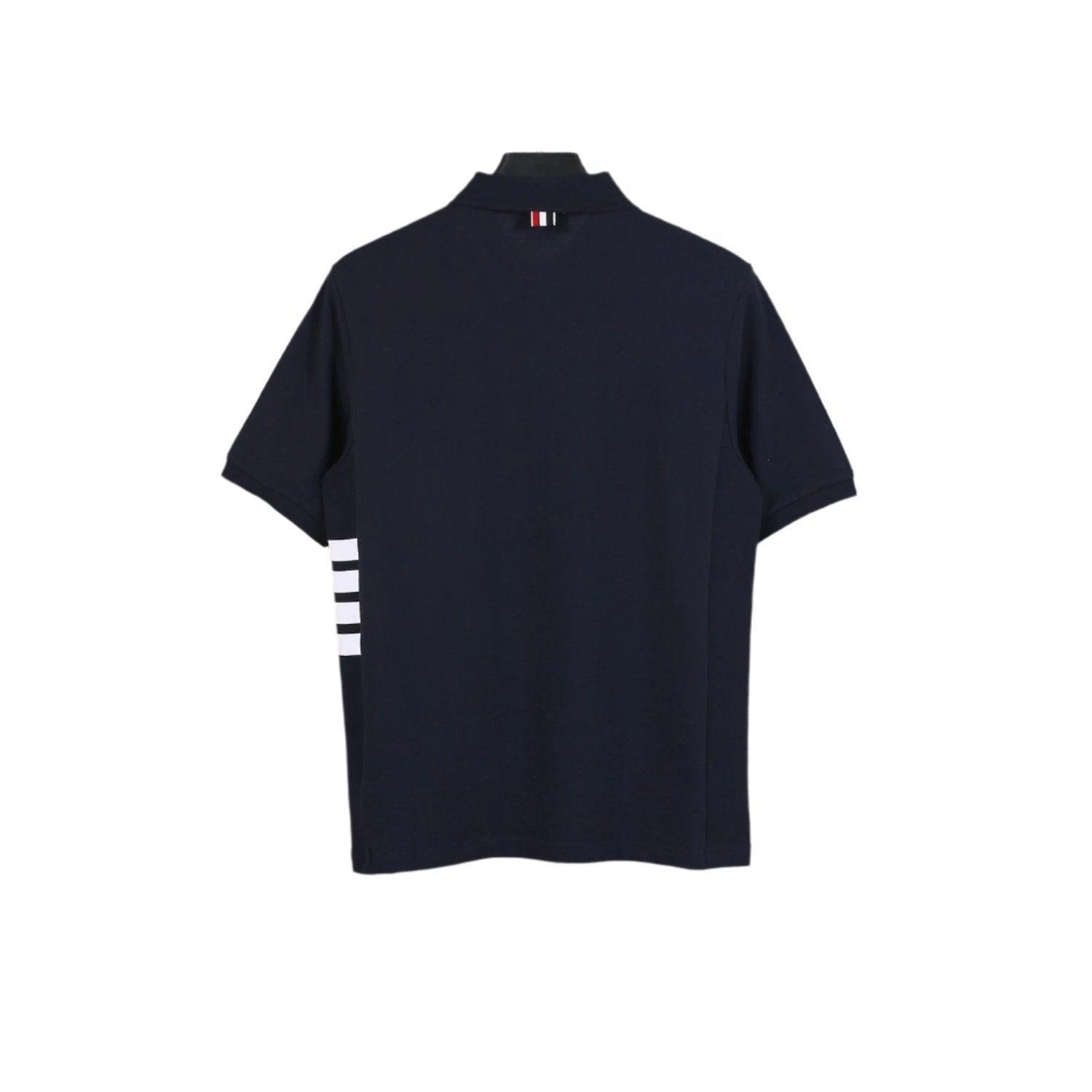 Thom Browne Navy Blue T-Shirt with Collar Banlieue91