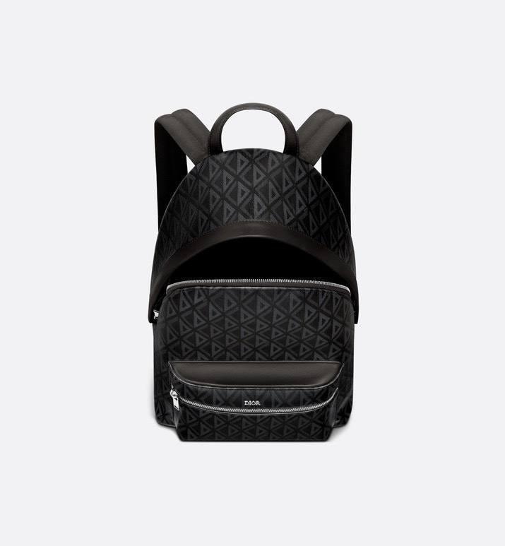 Dior Rider Zipped Backpack Black Coated Cotton Canvas with CD Diamond Print Banlieue91