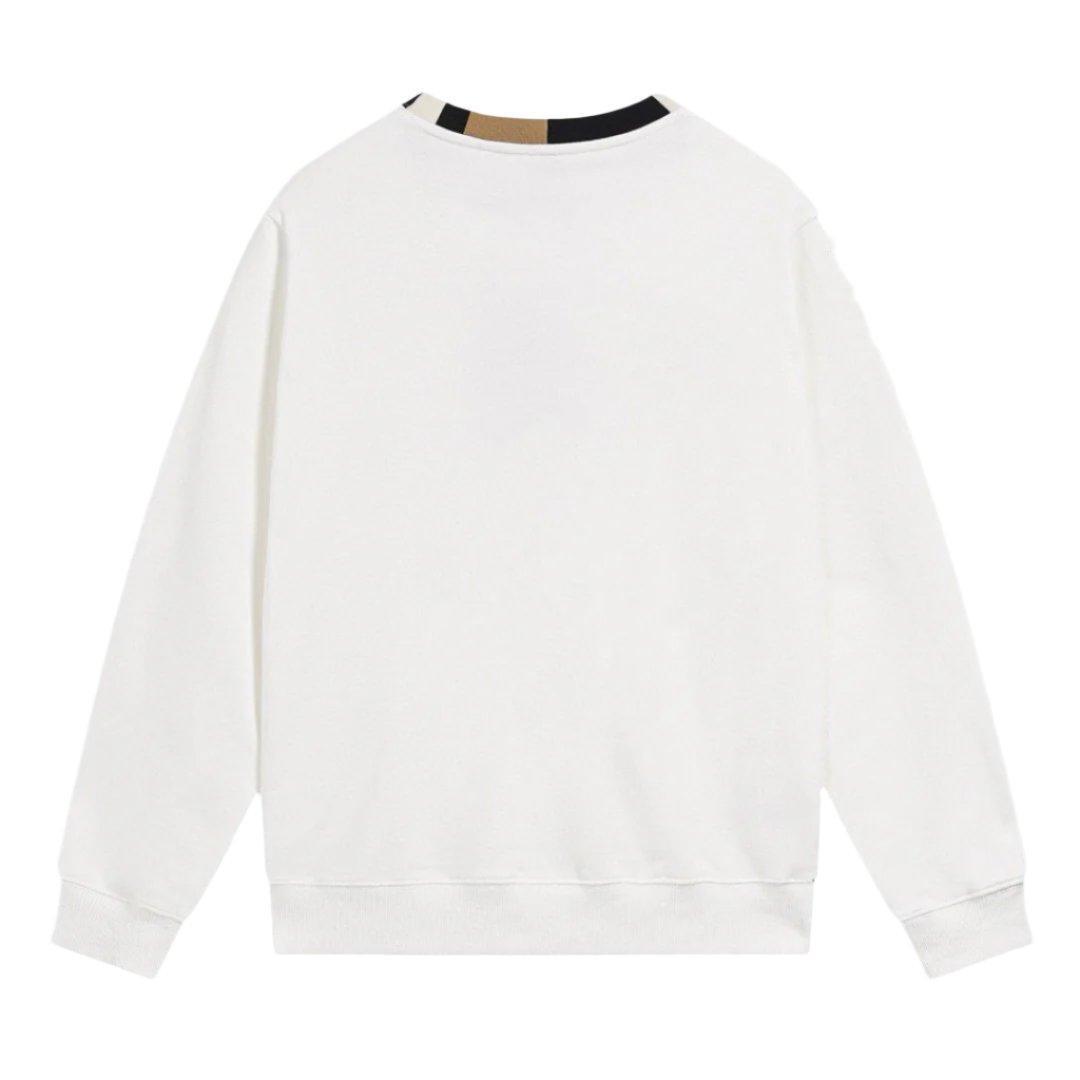 BURBERRY JARRAD WHITE COTTON ICON STRIPE COLLAR RED LOGO SWEATER Banlieue91