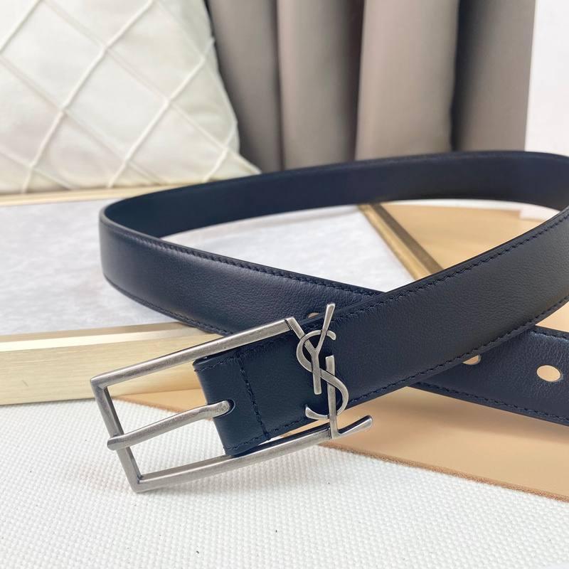 Saint Laurent Classic Monogram Square Buckle Belt Embossed Leather Banlieue91