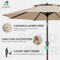 Beige Waterproof Two Tier Pushbutton Patio Umbrella