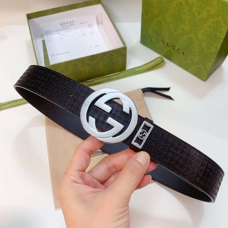 GUCCI Embellished coated-canvas and leather belt 'Black' Banlieue91