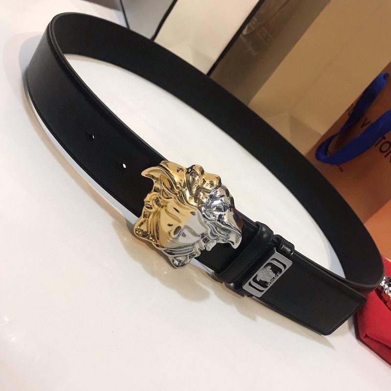 Versace Medusa 2 Tone Skinny Belt Black Leather Banlieue91