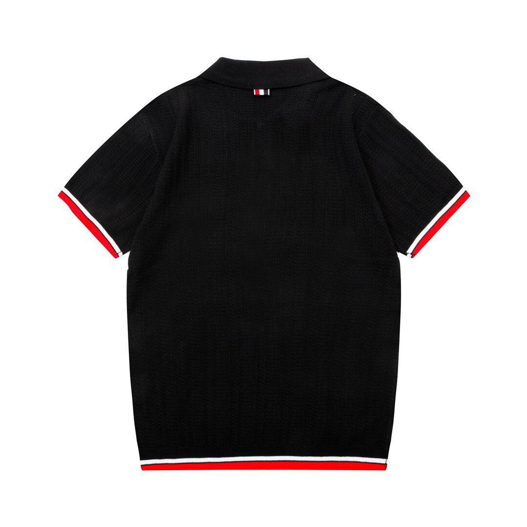 Thom Browne Black T-Shirt with Collar Banlieue91