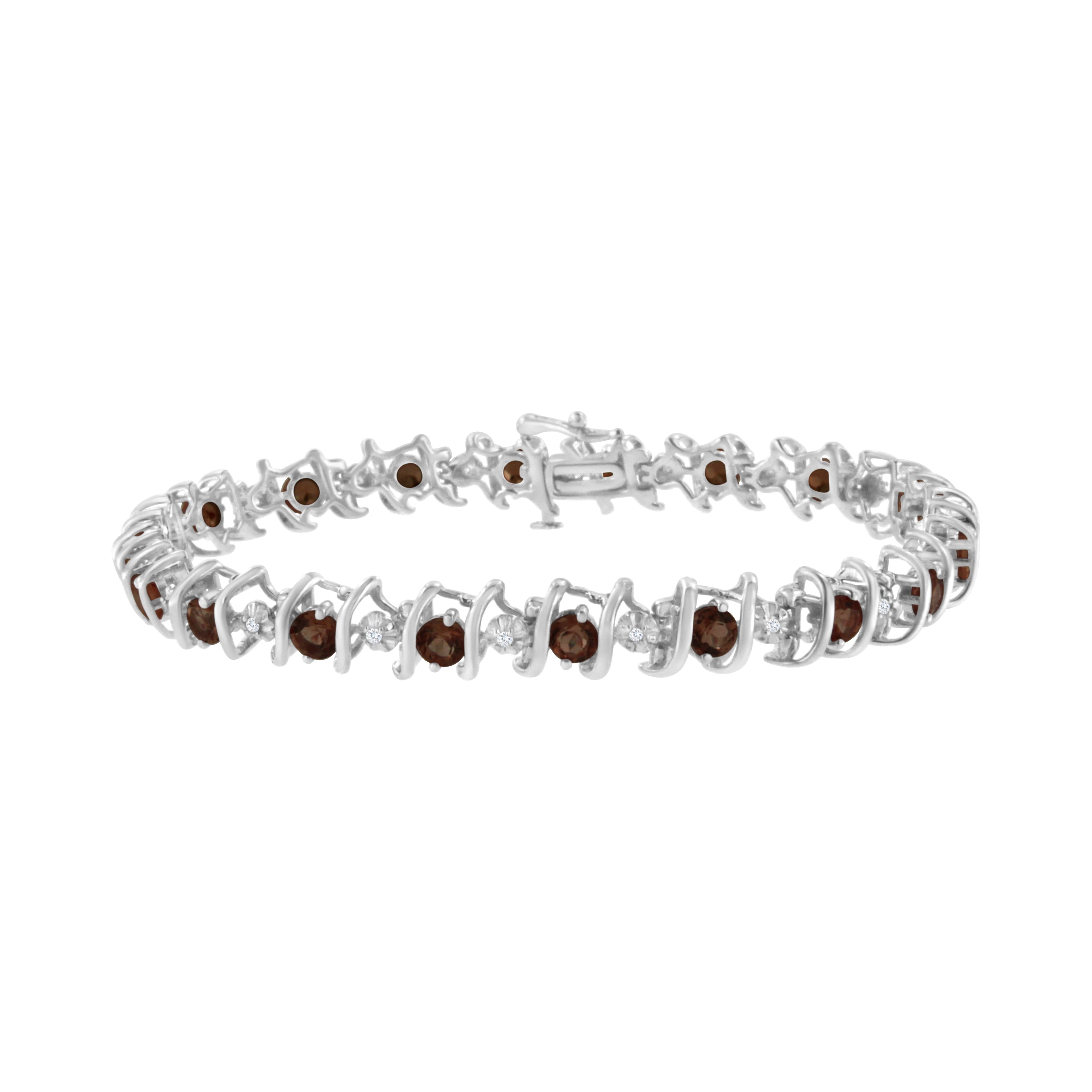 .925 Sterling Silver, Lab-Grown Gemstone and 4 Cttw Round Diamond Tennis Bracelet (H-I Color, I1-I2 Clarity) - Created Blue Sapphire, September Birthstone Bids.com