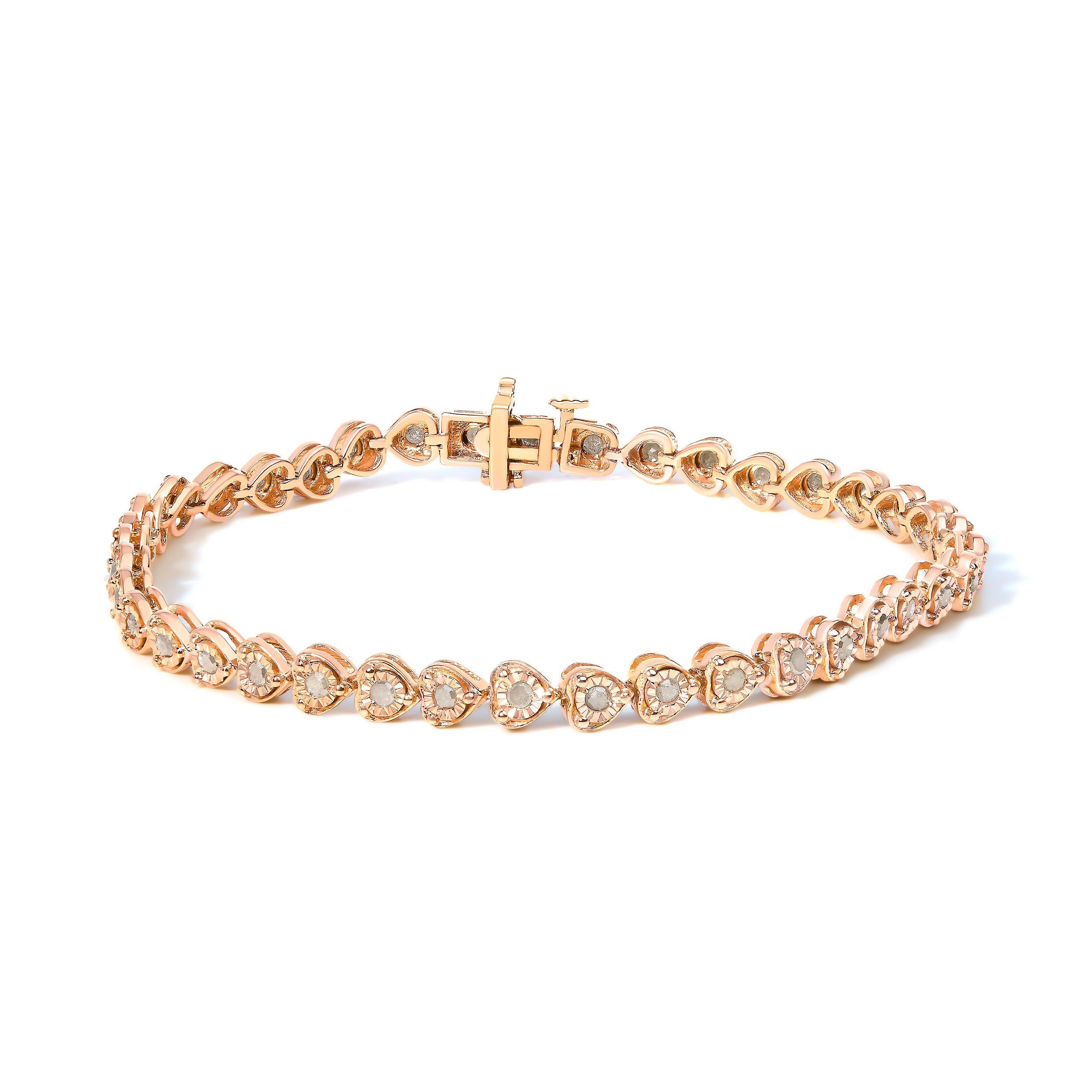 .925 Sterling Silver 1.0 Cttw Miracle Set Diamond Heart-Link 7" Tennis Bracelet (I-J Color, I2-I3 Clarity) Bids.com