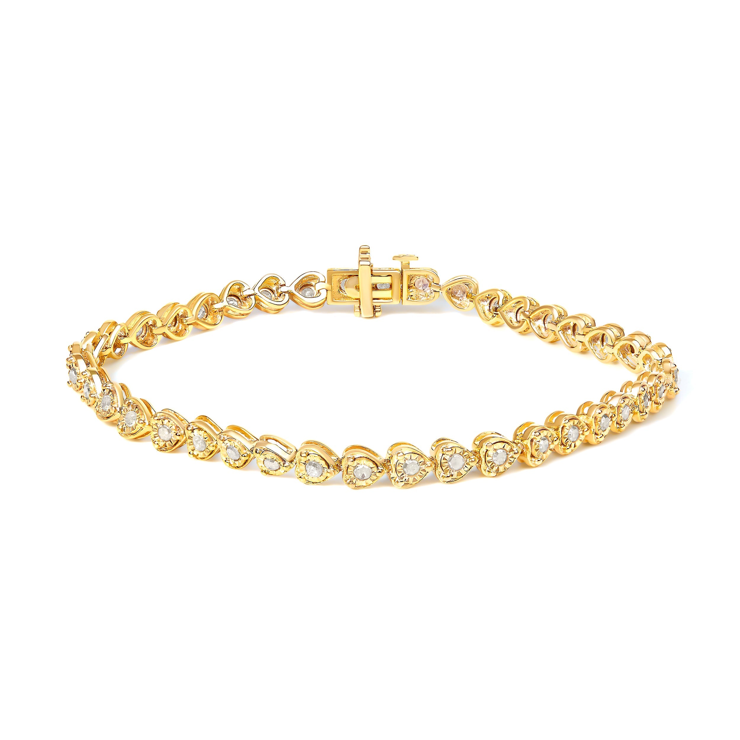.925 Sterling Silver 1.0 Cttw Miracle Set Diamond Heart-Link 7" Tennis Bracelet (I-J Color, I2-I3 Clarity) Bids.com