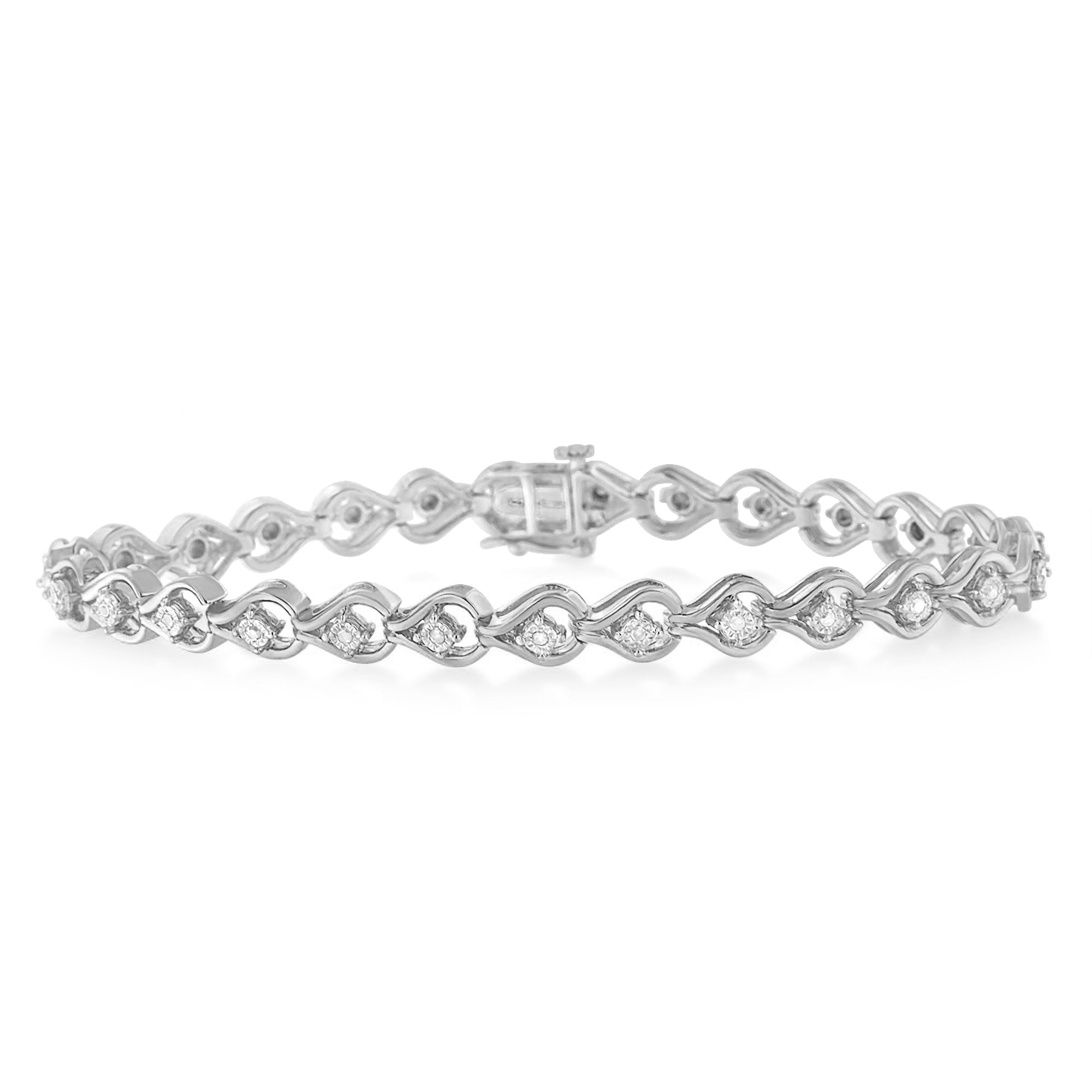 .925 Sterling Silver 1/4 Cttw Diamond Miracle-Set Teardrop Shaped 7â€ Link Bracelet (I-J Color, I3 Clarity) Bids.com